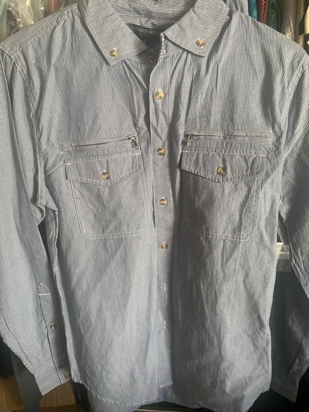 Light blue stripe long sleeve Size M